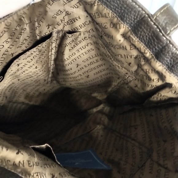 American eagle Shopper tote bag brown leather purse shoe bag - Picture 3 of 10